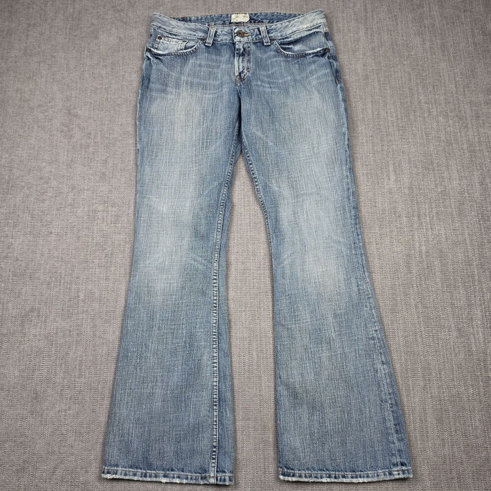 BKE Womens Flare Denim Jeans Size 30 x 31.5 Embroidered Pockets Made in USA Y2K